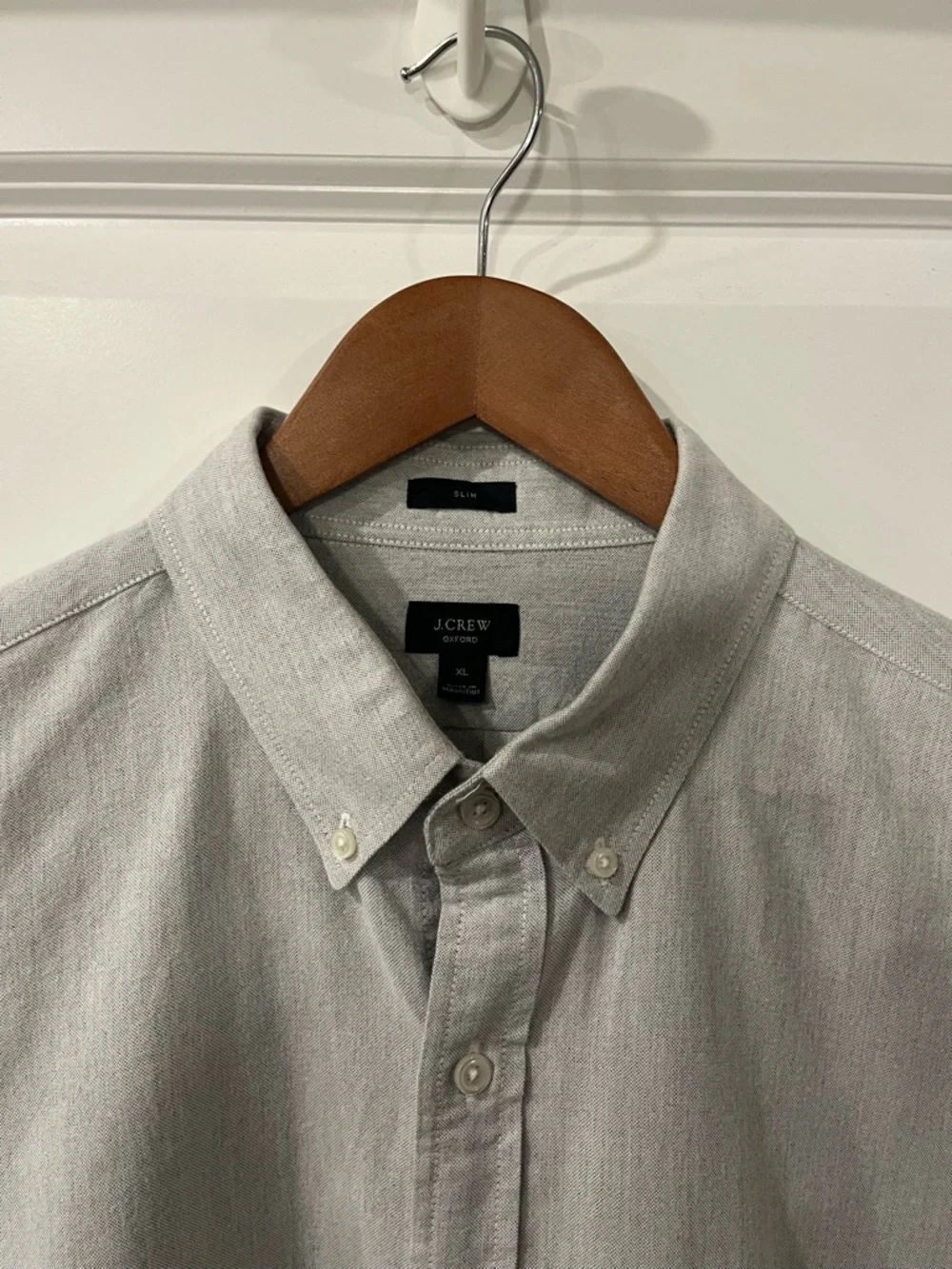 J. Crew Men's Light Gray Button-Down Oxford Shirt